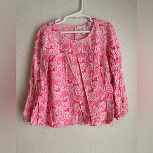GAP Pink and Cream Unicorn Patterned Long Sleeve Top size S